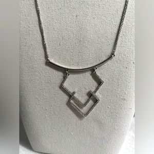 Jessica Simpson clear crystal silvertone statement necklace NWT